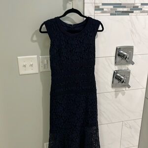 Navy blue lace dress with cap sleeves. Size 6